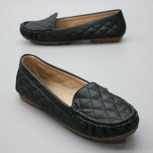 Ball-Band Ladies 10 Flare Black Slip-on Flats Moc-toe Quilted Moccasin Loafers